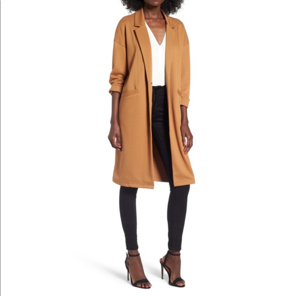 Leith longline jacket in camel